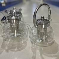 بريق شاي قزاز شفاف مع غطاء وشخال استيل