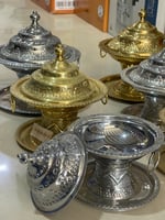 مطبق تمر استيل هندي مع صحن وحلق دائري