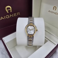 ساعة اقنر نسائي جينوفا فضي ذهبي AIGNER Genova Two...
