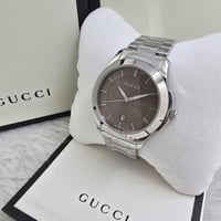 ساعة قوتشي الرجالية فضي مع بني - لمسه ذوق