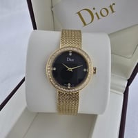 ساعه ديور ذهبي مينا اسود كرستال