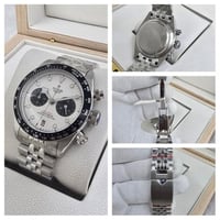 ساعه تيودور استيل رجالي فضي مينا ابيض مع اسود