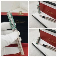 قلم كارتير سانتوس فضي مع زيتي نقش اسلامي فص زيتي