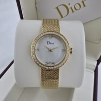 ساعه ديور ذهبي مينا ابيض