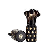 مجموعة فرش مكياج أسود منقط من بي اتش - 11 فرشاة