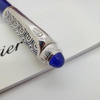 قلم كارتير رودستر مزخرف فضي فص ازرق