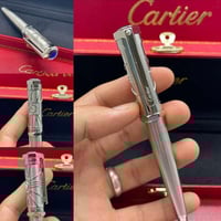 قلم كارتير سانتوس فضي فرار فص ازرق