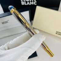 قلم مونت بلانك الفضاء فضي بذهبي غطاء