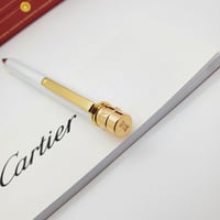 قلم كارتير سانتوس نحيف ابيض بفضي