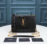 SUNSET MEDIUM IN CROCODILE-EMBOSSED LEATHER