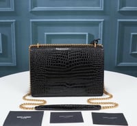 SUNSET MEDIUM IN CROCODILE-EMBOSSED LEATHER