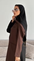 عباية سوداء بتداخل اللون البني في الأمام- 6196