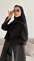 عباية سوداء ترنش كوت بقماش الجاكار بفست بقماش مني...