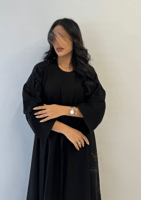 بكج عباية سوداء كريب بتطريز زهور أسود كلوش و فستان...