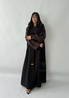 عباية سوداء رسمية يومية بفستان داخلي متصل بني Z613...