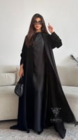 عباية سوداء تربل كلوش كويتي بقماش الليزر 6176