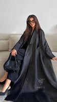 بكج عباية سوداء بليزر تربل كلوش بقماش الجاكار و فس...