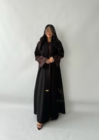 عباية سوداء رسمية يومية بفستان داخلي متصل بني Z613...