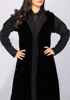 عباية شتوية سوداء بقطعتين Z6101