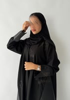 بكج عباية كريب سوداء مطرزه و فستان تحت العباية- 61...