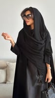 عباية سوداء تربل كلوش كويتي بقماش الليزر 6176