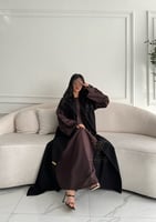 عباية سوداء رسمية يومية بفستان داخلي متصل بني Z613...