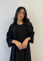 بكج عباية سوداء كريب بتطريز زهور أسود كلوش و فستان...