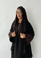 عباية سوداء رسمية يومية بفستان داخلي متصل بني Z613...