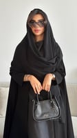 بكج عباية سوداء تربل كلوش كويتي بقماش الليزر و فست...