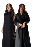 بكج عباية كريب سوداء مطرزه و فستان تحت العباية- 61...