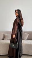 عباية سوداء بتداخل اللون البني في الأمام- 6196