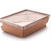 علب ورق كرافت بنى 66 اونز مع غطاء شفاف ( 19*14*6سم...