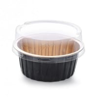 قالب قصدير المنيوم دائري أسود\ ذهبى مع غطاء شفاف -...