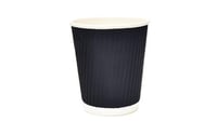 أكواب ورقية اسود مموج 8 أونص