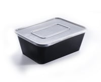 مستطيل أسود بالغطاء شفاف مسطح 1000مل RECTANGULAR B...