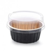 قالب قصدير المنيوم دائري أسود\ ذهبى مع غطاء شفاف -...