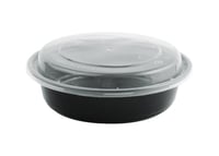 وعاء مكيرويف دائري أسود بالغطاء شفاف 700 مل ROUND...