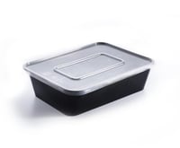 مستطيل أسود بالغطاء شفاف مسطح 750 مل RECTANGULAR B...