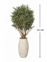 شجرة زيتون صناعية بجذع طبيعي - حوض فايبر فاخر