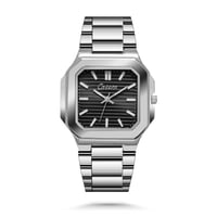 ساعة باللون الفضي ميناء اسود كاتيرا