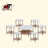 طقم طاولات شاي سراميك مع خشب