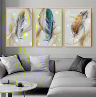 مجموعة من ثلاث لوحات فنية جدارية تجريدية تصور طيور...