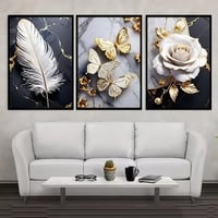 اللوحات مجموعة من الفراشات بألوان مختلفة (ذهبية، ز...