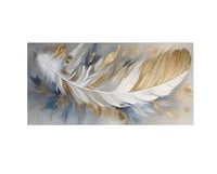 لوحة فنية تجريدية حديثة لريشة ذهبية وبيضاء.