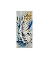 ريشة كبيرة باللونين الأبيض والرمادي مع لمسات ذهبية...