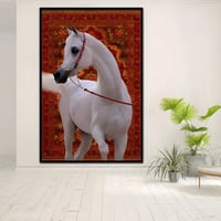 لوحات التراث السعودي سجاد مع الخيل العربي الابيض