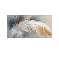 لوحة فنية تجريدية حديثة لريشة ذهبية وبيضاء.