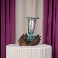 فازة ورد خشب طبيعي