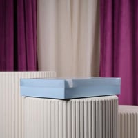 علبة منتجات كبير مستطيل شفاف سماوي درزن