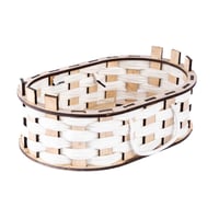 طقم 3 سلل خشب بيضاوي ابيض